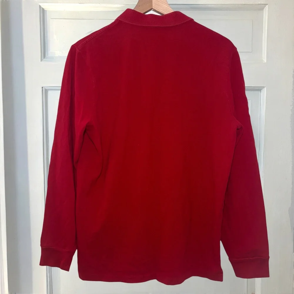 Polo Ralph Lauren Triple Pony Polo Shirt Red Mens M Classic Fit Long‎ Sleeve